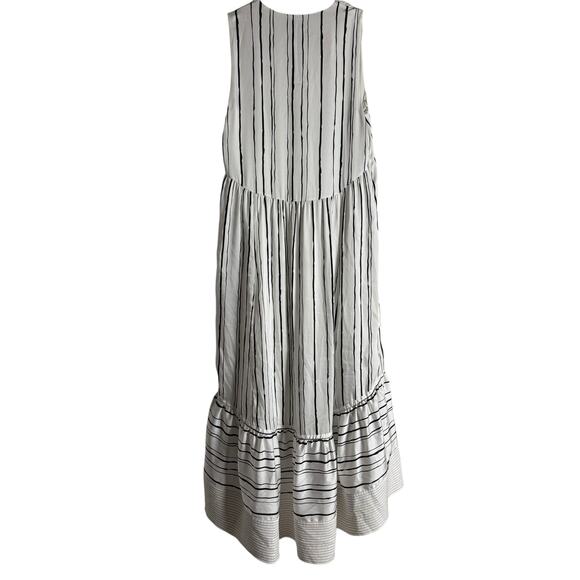 3.1 Phillip Lim High Low Painted White Striped Sleeveless V-Neck Midi Dress 2 - Picture 11 of 15